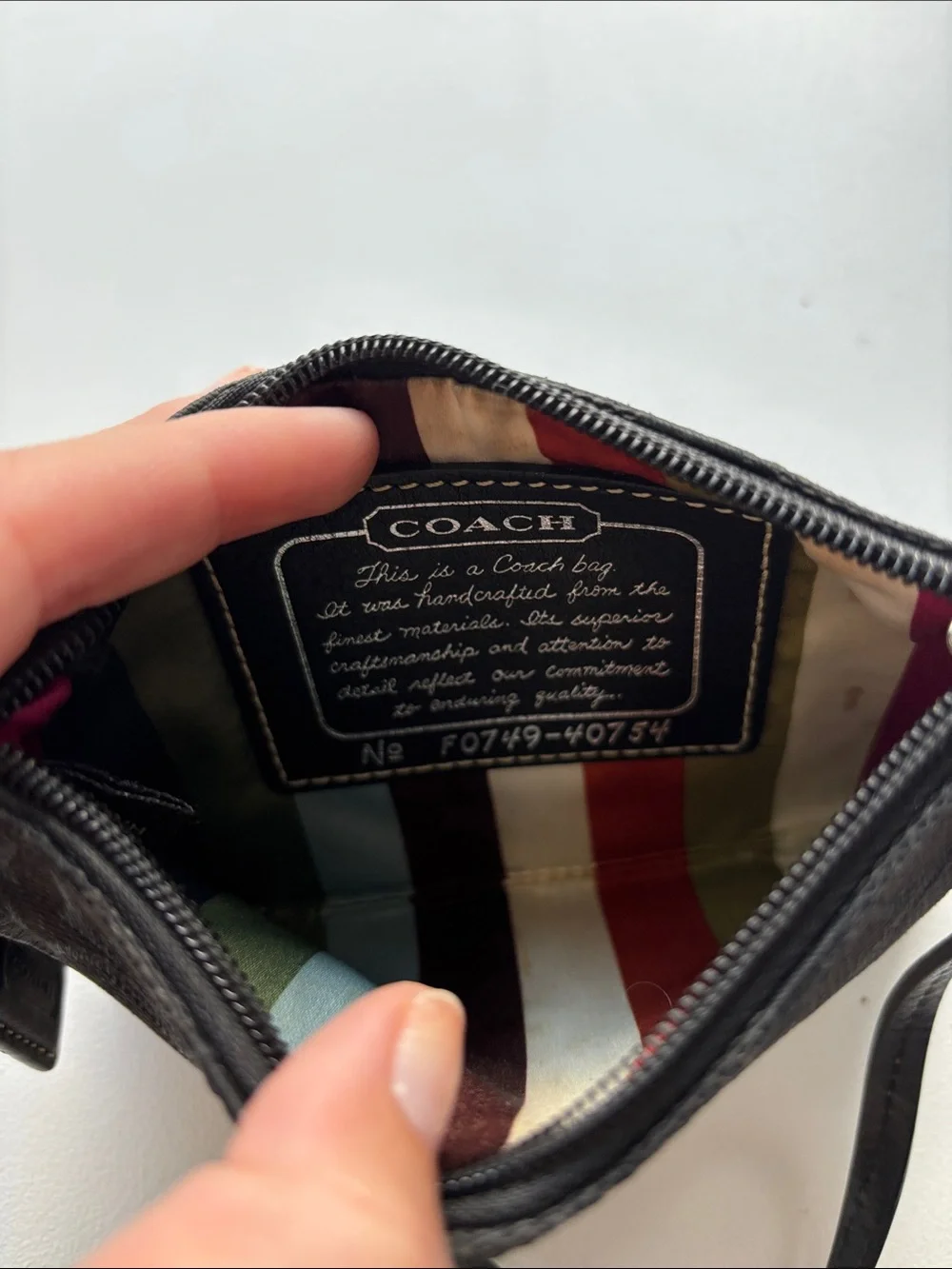 Coach Black Signature Legacy Stripe Wristlet